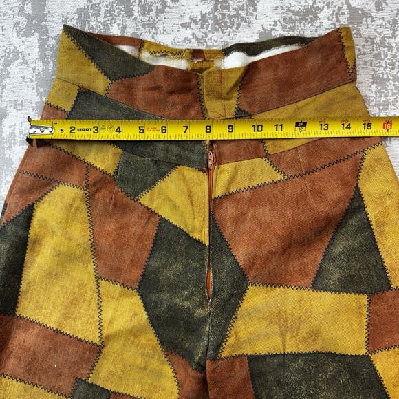 VTG Patchwork Plaid Wide Leg Bell Bottom Pants Groovy Hippy Retro *READ* - Picture 9 of 16